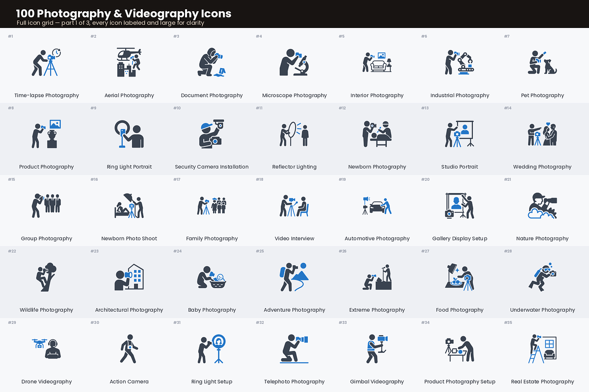 100 Photography & Videography Icons, a Duotone Icon by Symbolic Language (Photo 2 of 5)