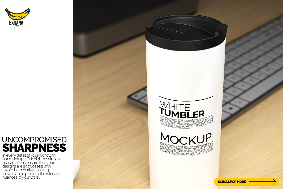 White Tumbler Mockup Bundle on Table, a Cups & Container Mockup by Banana Hey (Photo 3 of 6)