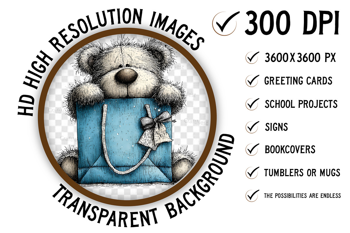 Christmas Teddy Bear Blue Clipart, an Illustration by Craft Nest (Photo 3 of 9)
