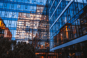 Modern building in the evening