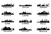 29 City Skyline Silhouettes Set 3, a Work Illustration by Booblgum (Thumbnail 3 of 8)