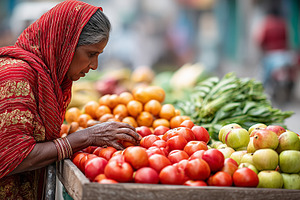 Elderly indian woman in a red sari, a Person Photo by MistyDay