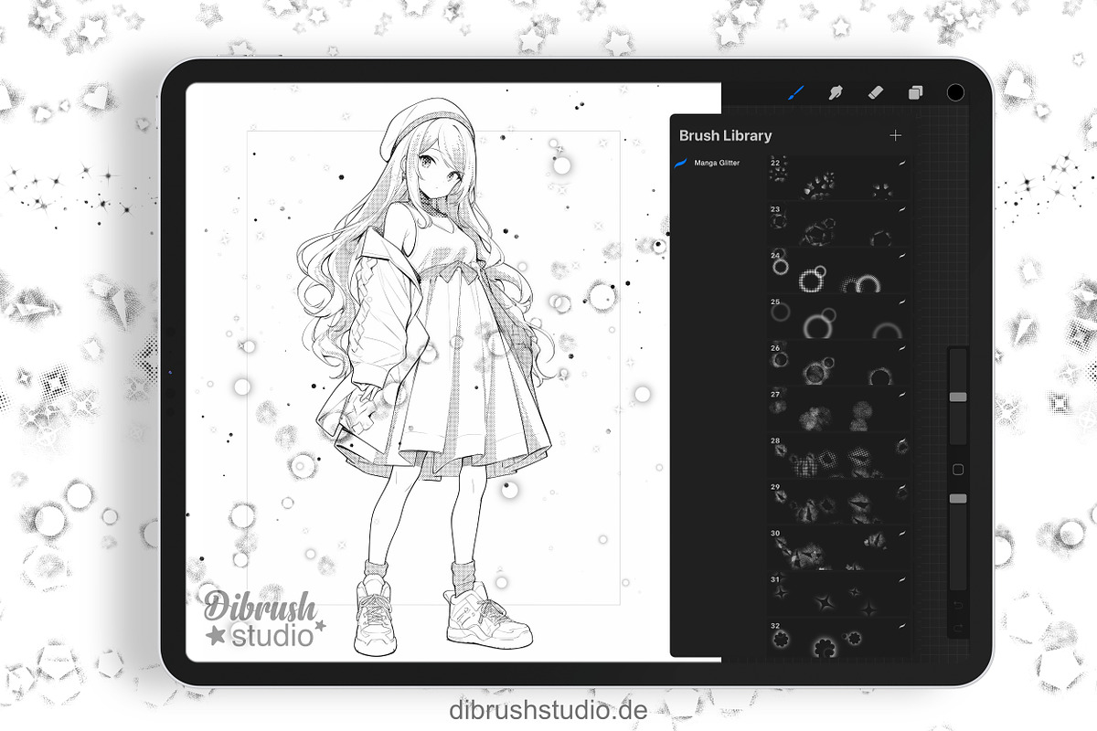 Procreate - Manga Glitter Brushes, a Brush Add-On by DiBrush Studio (Photo 4 of 5)