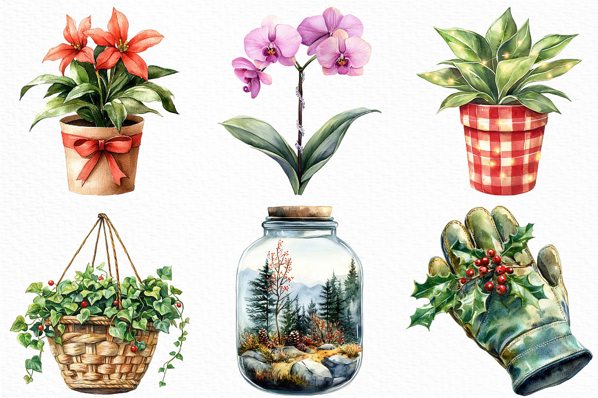 Christmas Indoor Gardening Clipart, an Illustration by Craft Nest (Photo 5 of 6)