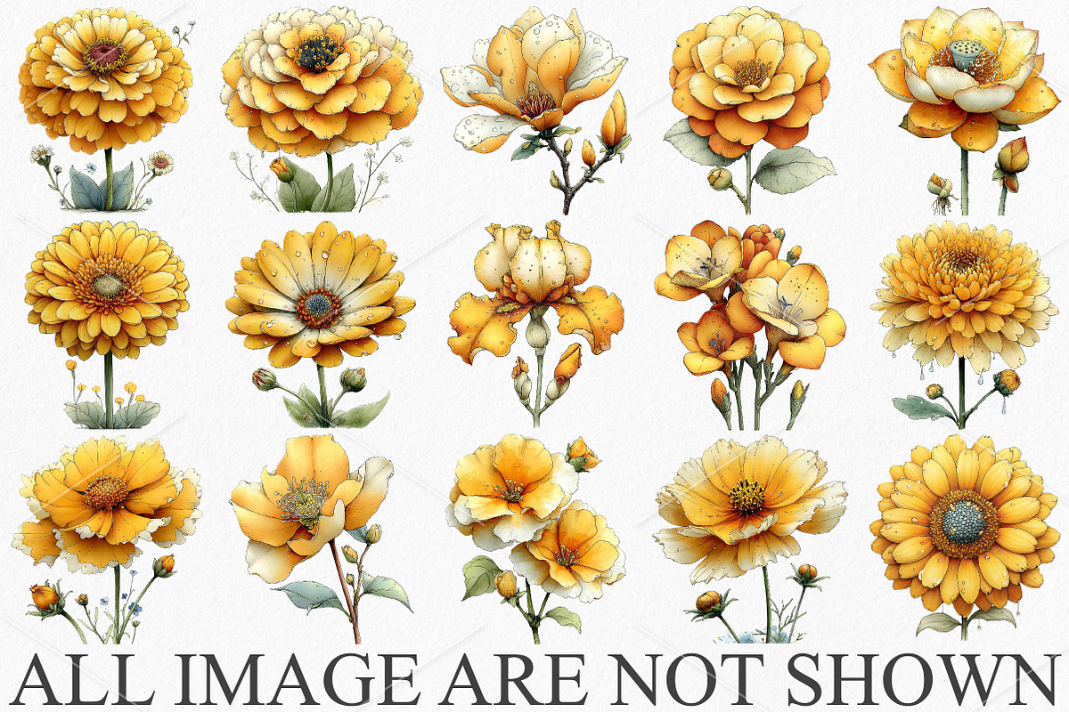 Whimsical Yellow Flowers Spring PNG, an Illustration by Canvas Craft (Photo 3 of 7)