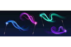 3D set of magic wands with light, an Illustration by art PVP - market