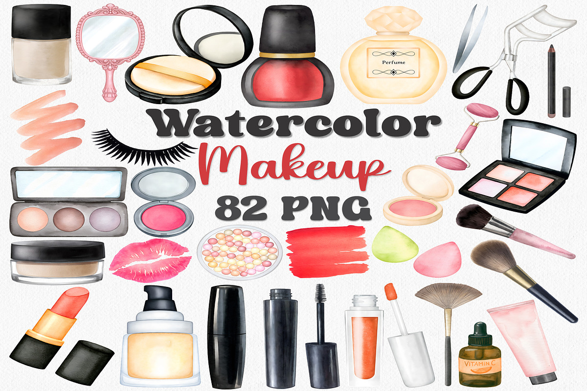 Watercolor Makeup Clipart Set, an Illustration by CropUp Creative (Photo 1 of 4)