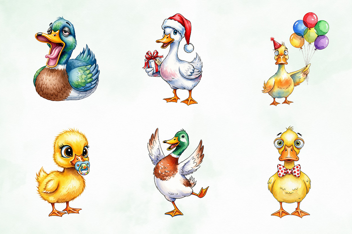 Quirky Duck Sublimation Clipart, an Illustration by Creative Art (Photo 7 of 9)