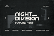 Night Division – Future Font, a Font by Clint English (Thumbnail 1 of 8)