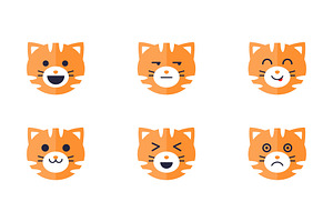 Tiger Emoticons Set, Cute Tiger