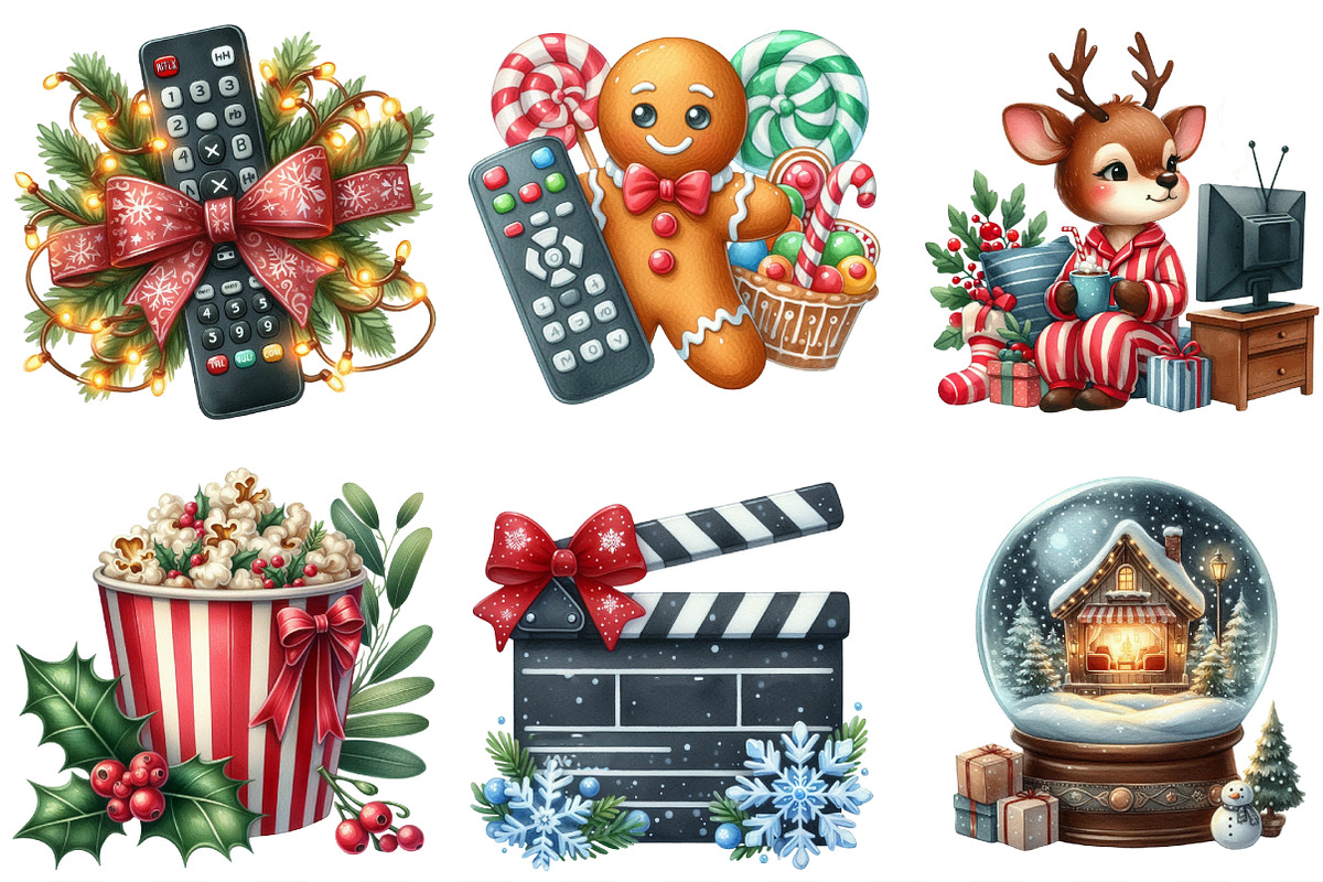 Christmas Movie Night Clipart, an Illustration by Designking (Photo 2 of 4)