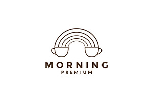 Morning Coffee Lines Cup Logo Symbol