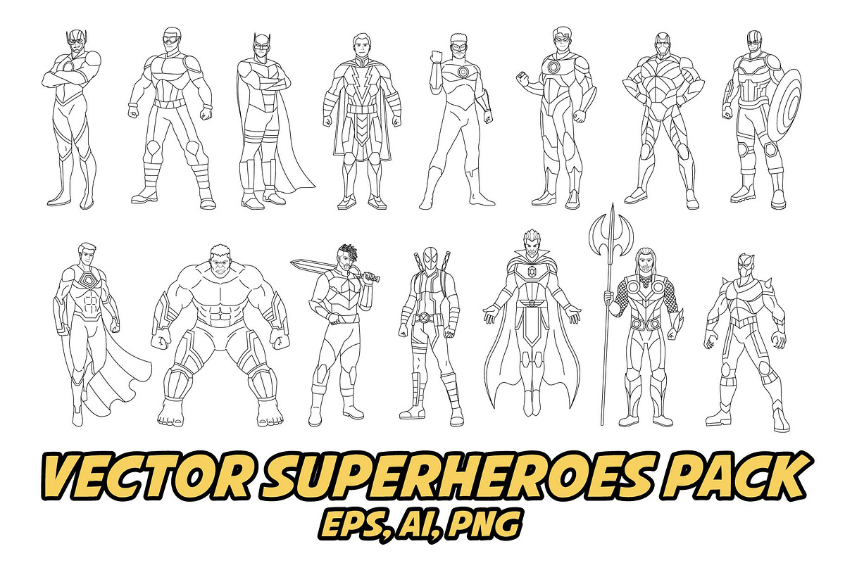 Vector Superheroes Pack, an Illustration by Andres M Rodriguez (Photo 2 of 2)