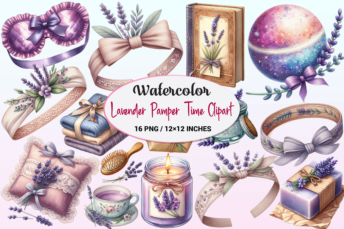 Watercolor Lavender Pamper Time, a Graphic by CitraGraphics (Photo 1 of 4)