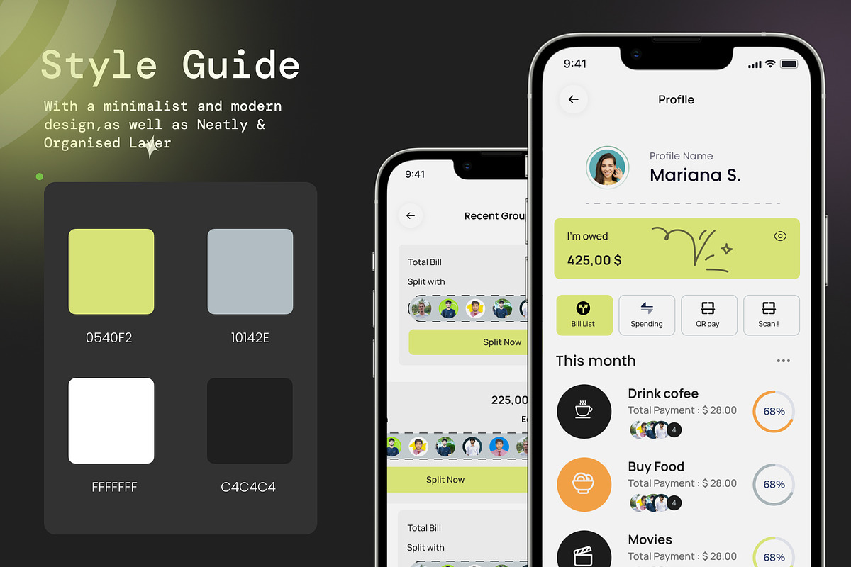 Split Bill & E-wallet mobile app, an UI Kit Template by Muhammad_Ahmad (Photo 5 of 7)