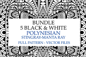 5 Black & White Polynesian Patterns