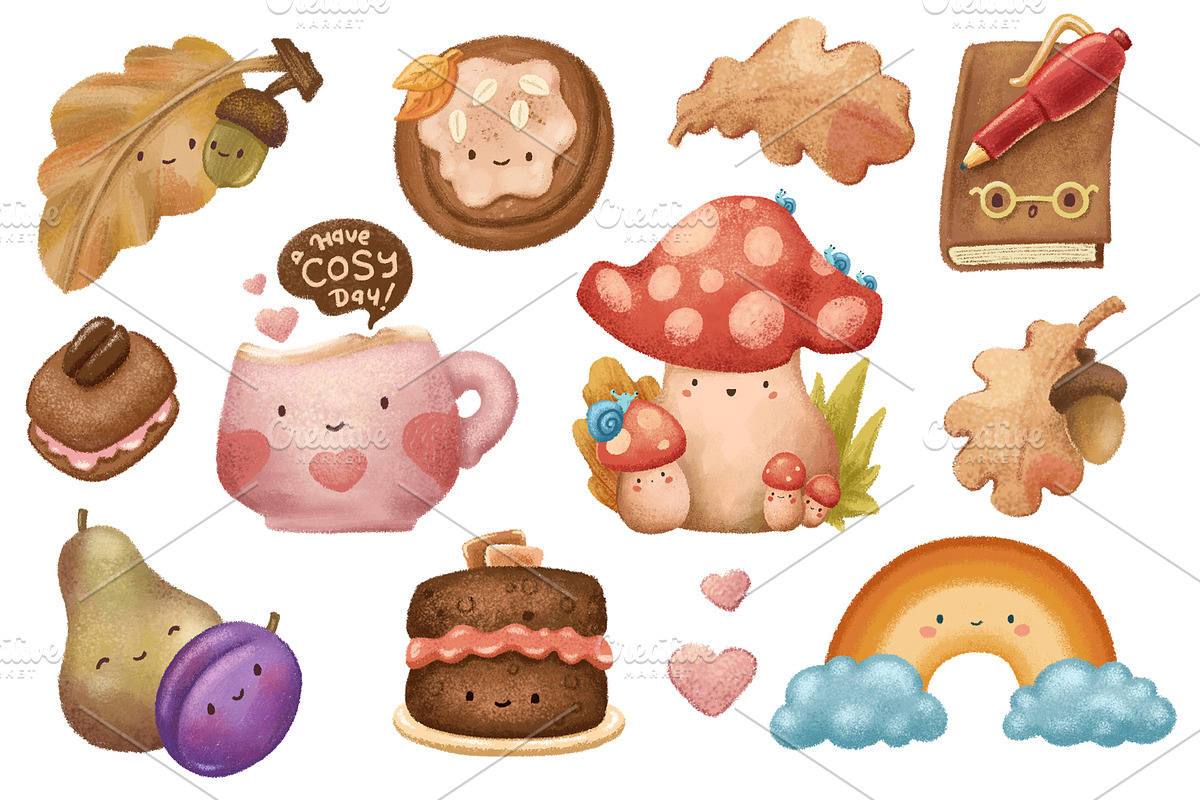 Cozy Autumn Fall Sticker Set., an Object Illustration by RabbitAndPencil (Photo 4 of 8)