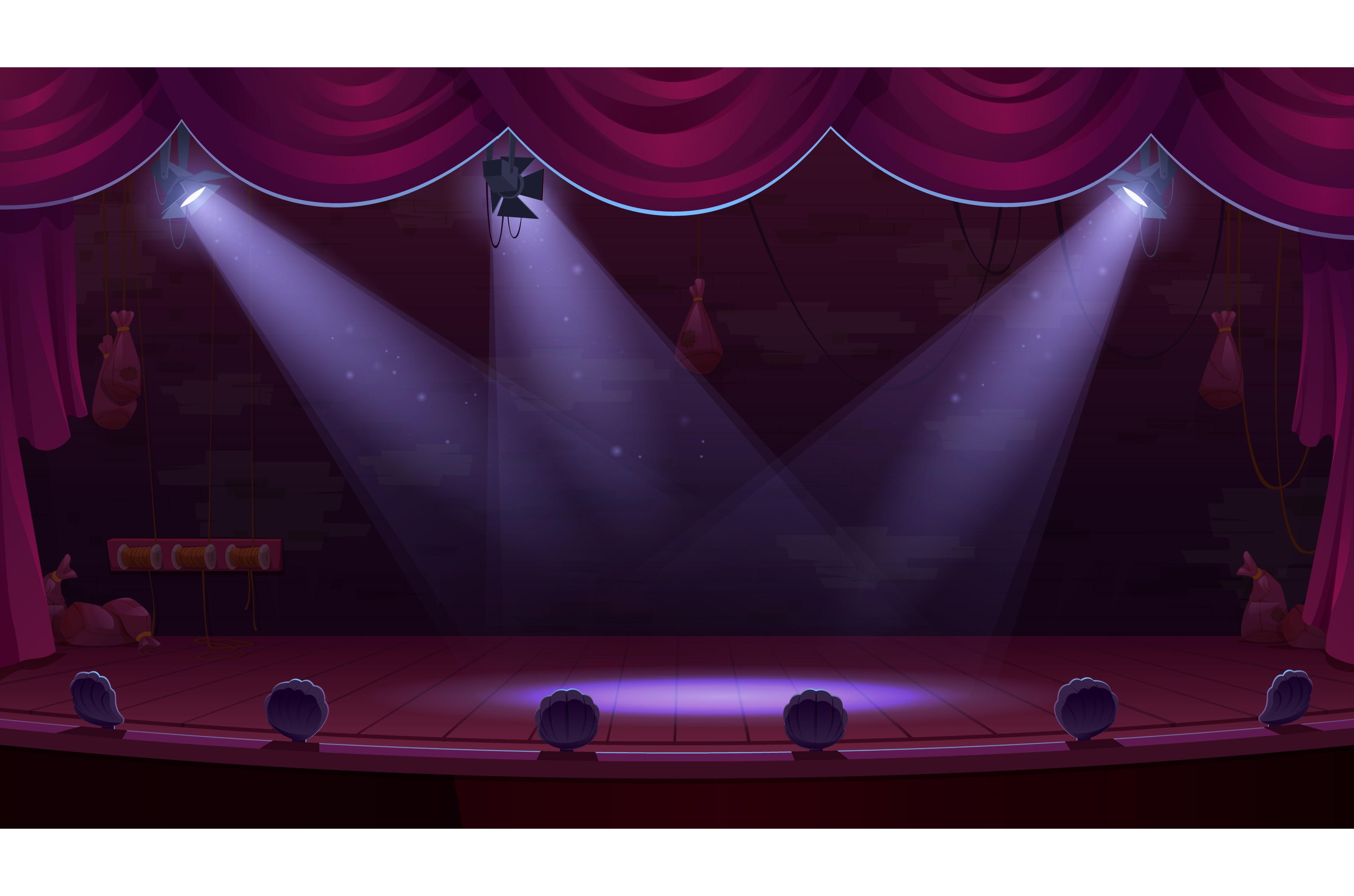 Theater stage with spotlights, red | Decorative Illustrations ...