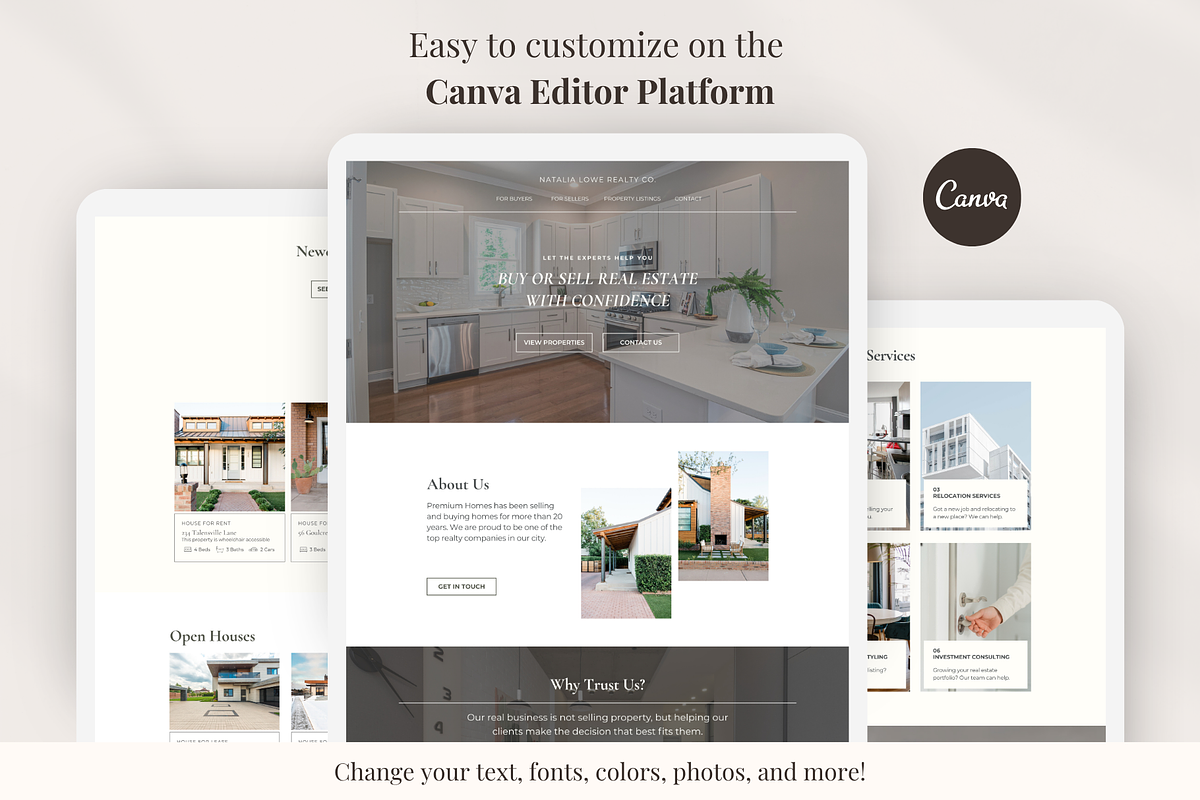 Real Estate Canva Website Template, a Landing Page Template by GlamWebDesigns (Photo 2 of 8)