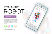 Romantic cartoon robot, Tshirt, PNG., an Animal Illustration by KENO Mascots (Thumbnail 4 of 6)