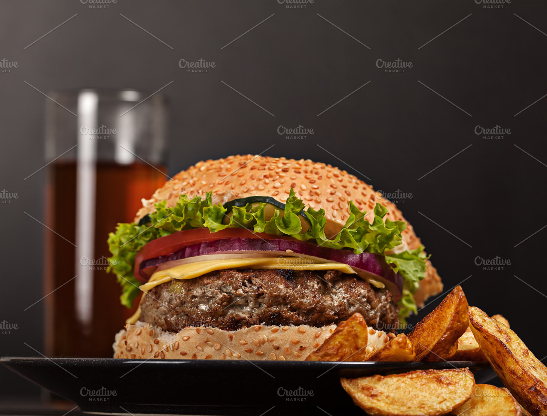 Fresh burger fast lunch meal stock photo containing american and beef