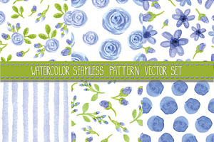 Watercolor Seamless Pattern.Blue