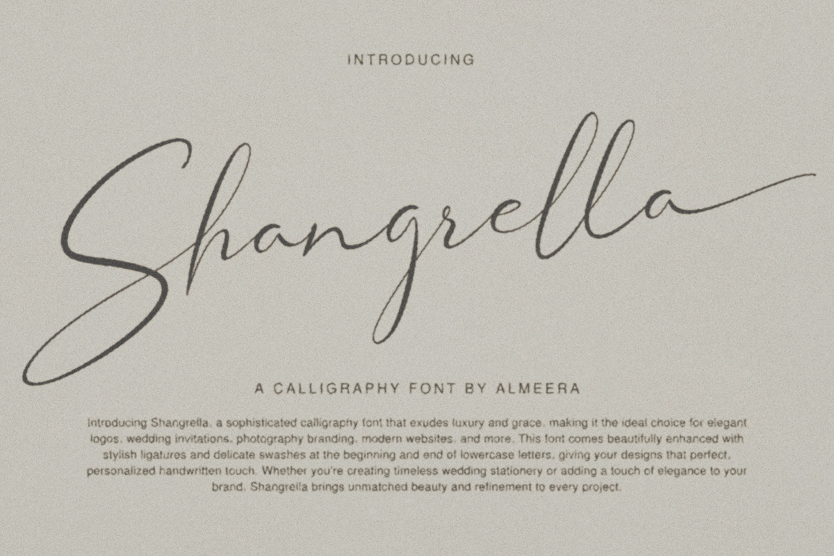 Shangrella Wedding Calligraphy, a Script Font by Almeera Std (Photo 1 of 11)