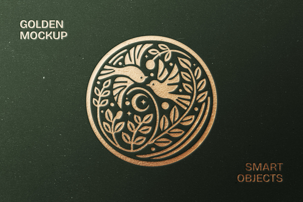 Gold Pressed Logo Mockup, a Mockup by Design Squad (Photo 1 of 4)