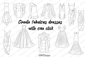 Fashion Dresses Stamps For Procreate