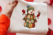 Patchwork Snowman Christmas Png Art, a Seasonal Illustration by CrexoraLab (Thumbnail 2 of 4)