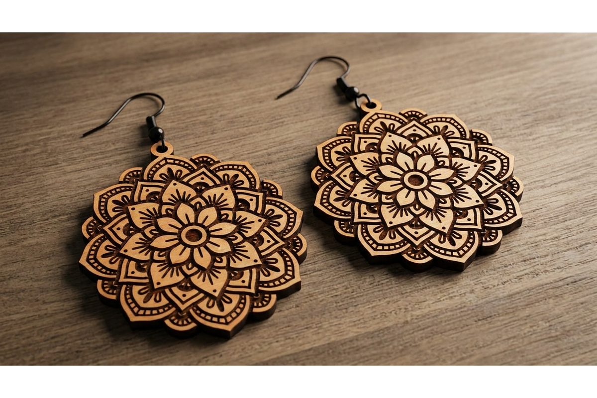 Mandala Earring Art SVG, an Object Graphic by hafijul (Photo 2 of 11)