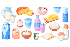 Cartoon dairy products. Milk product, a Food Illustration by Stock-Smart-Start