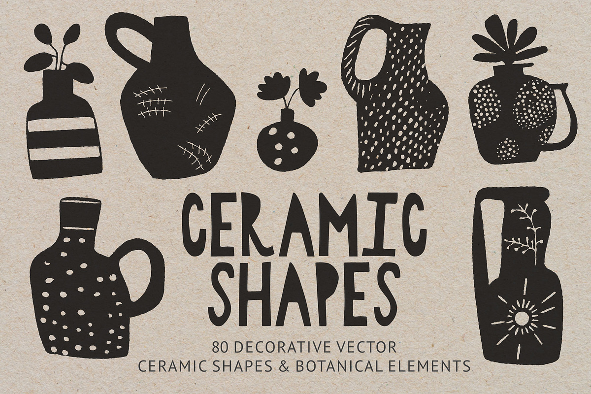 80 Ceramic Shapes Vector Elements, an Object Illustration by BAGIRA | Studio (Photo 1 of 7)