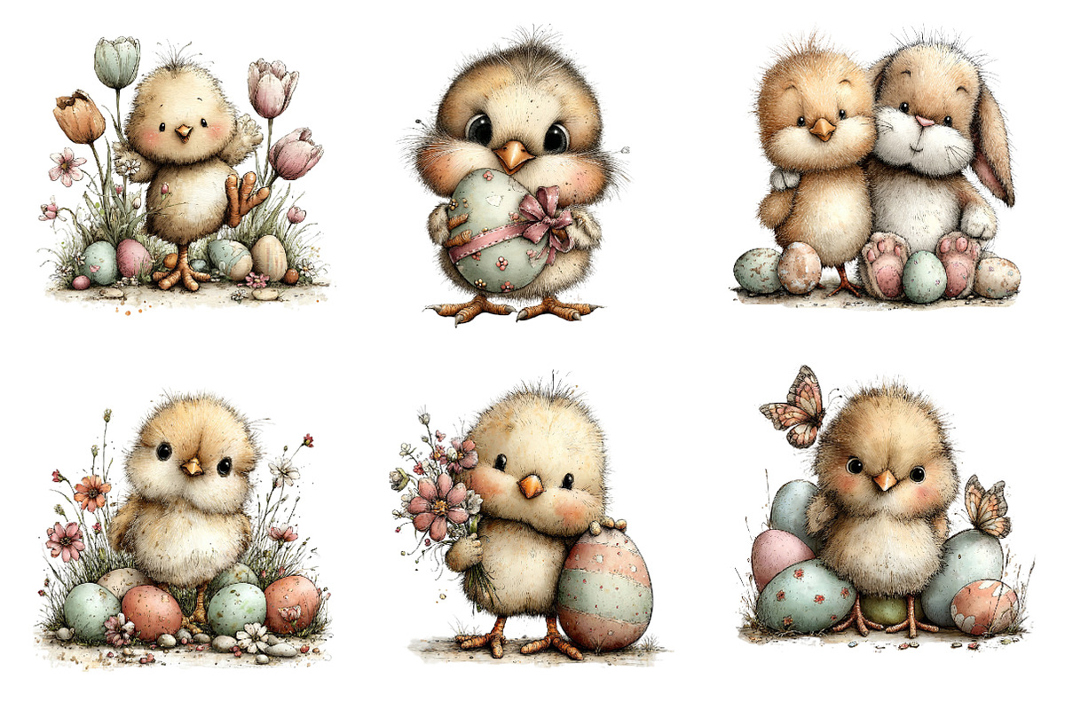 Whimsical Easter Chick Clipart, an Illustration by Dream Creation (Photo 6 of 6)