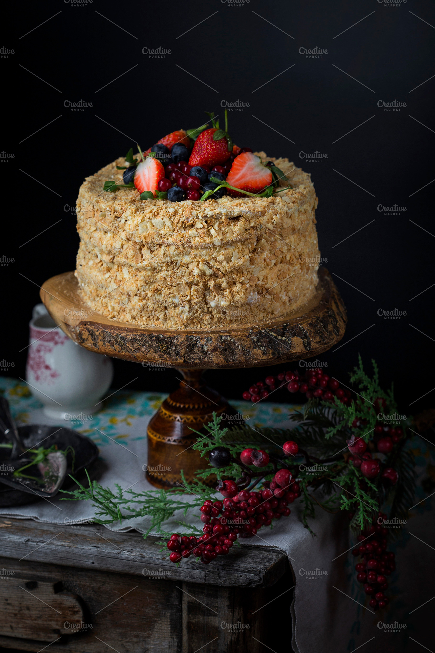Cake napoleon puff pastry featuring bake, bakery, and beautiful, a Food & Drink Photo by Marina_Pronina