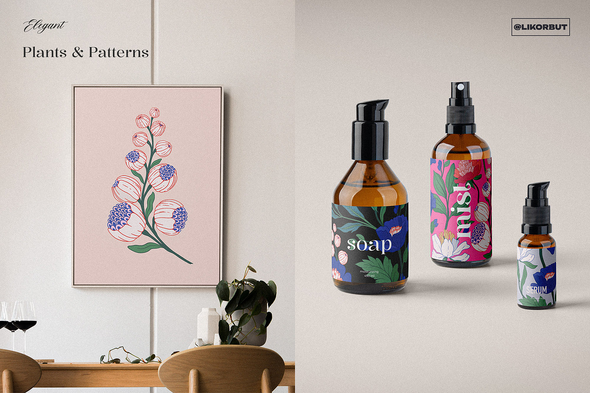 Modern Botanical Pattern and Plants, a Pattern Graphic by likorbut (Photo 9 of 15)