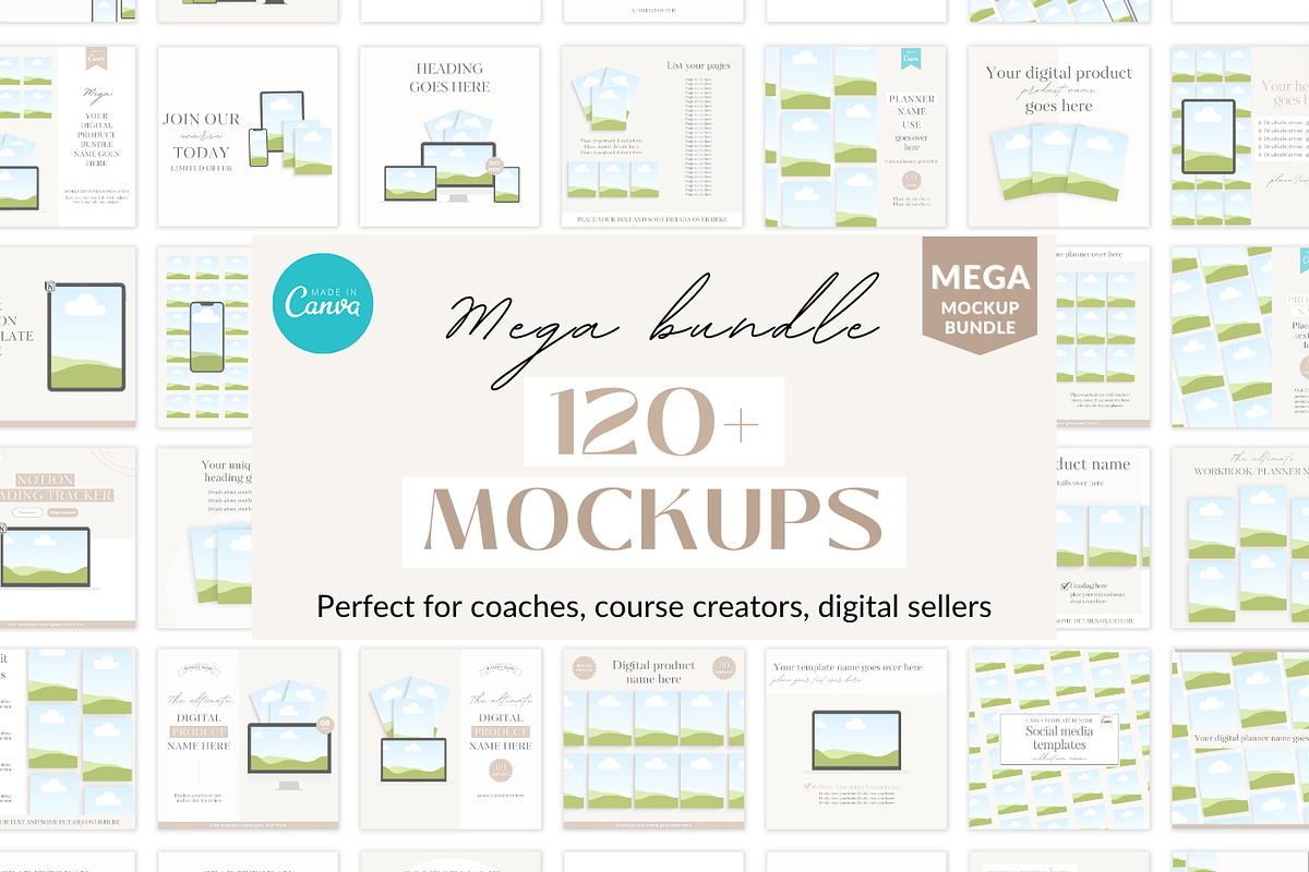 Digital product mockup bundle Canva, a Templates & Theme by Cate Creates (Photo 1 of 7)