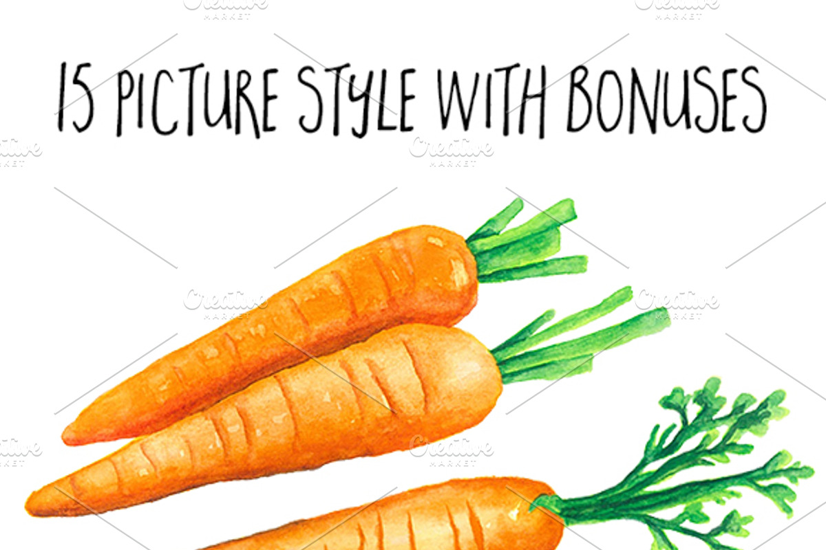 Vegetables Watercolor Illustration, a Food Illustration by andypray (Photo 3 of 8)