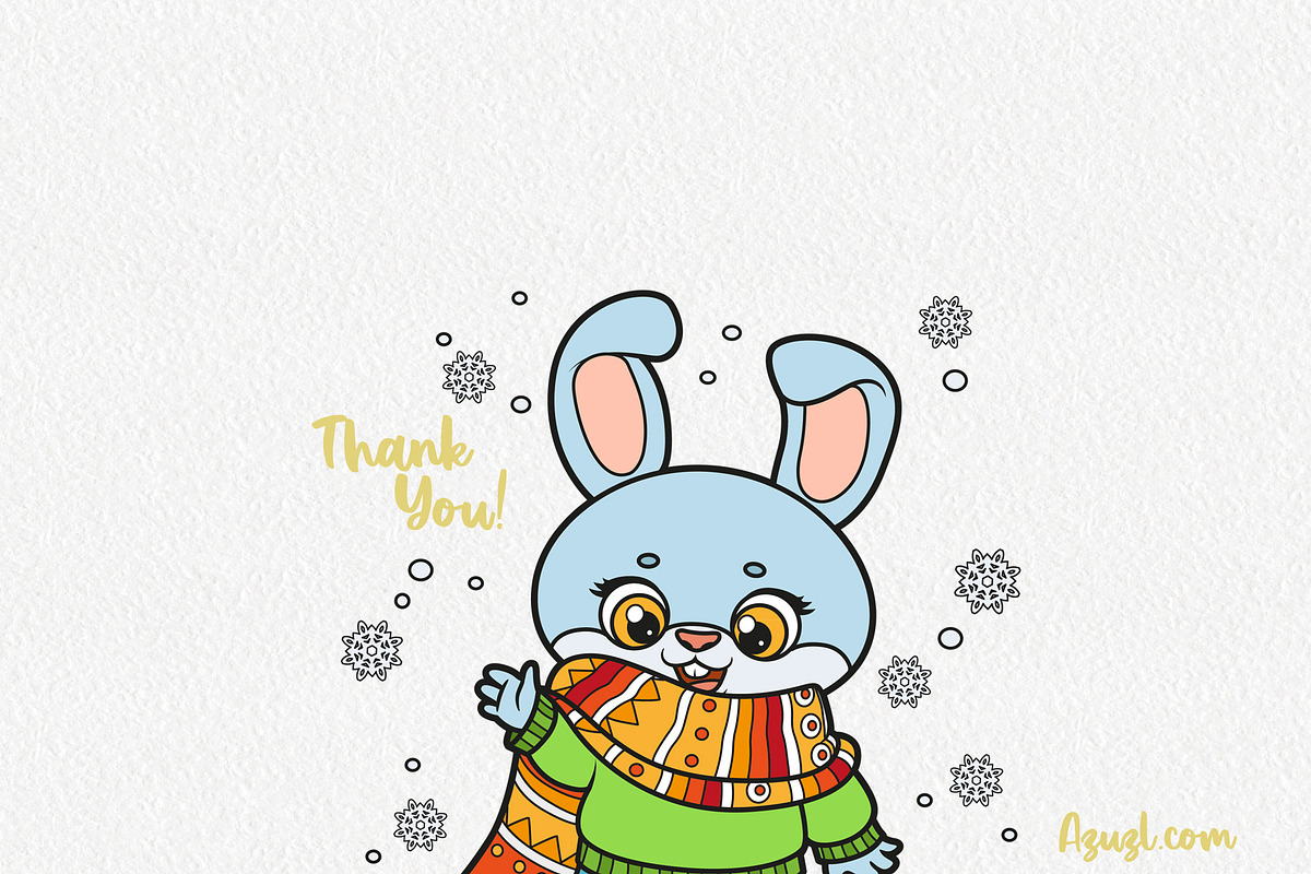 6 Cute cartoon Christmas rabbits, an Animal Illustration by Azuzlikus (Photo 4 of 4)