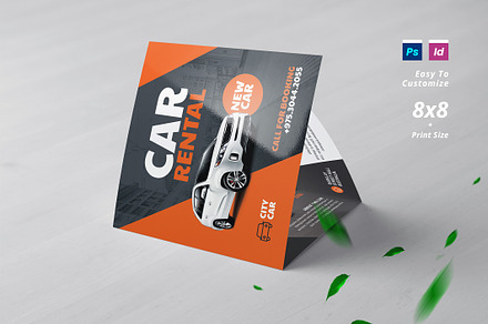 Car Rental Service Square Trifold, a Brochure Template by Designsoul14