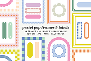 Pastel Pop Frames & Labels, a Graphic by cassi has hobbies (Thumbnail 1 of 9)