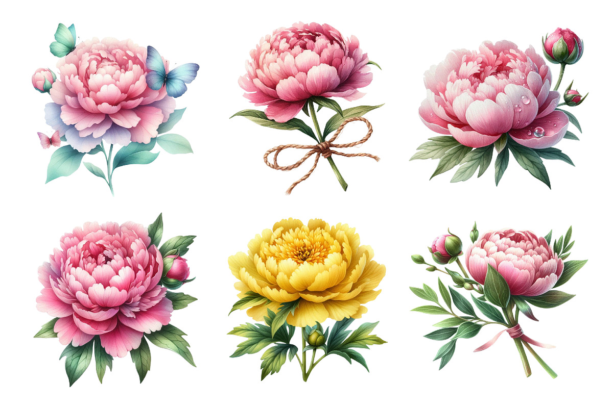 Peony Flower Clipart Bundle, an Illustration by Daily.Designs (Photo 5 of 5)