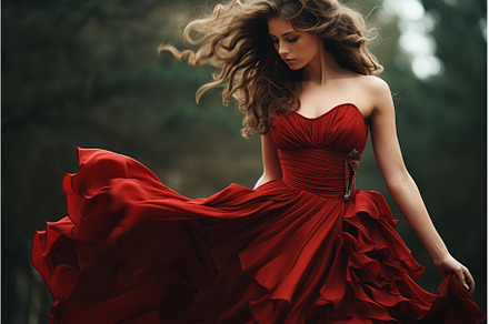 Brunette model red love dress, a Beauty & Fashion Photo by Ylivdesign