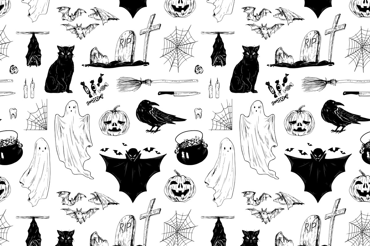 Halloween posters, cards, seamless, a Decorative Illustration by Good Studio (Photo 10 of 17)