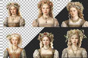 Renaissance Lady Watercolor Clipart