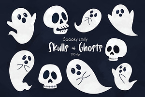 Halloween Ghosts & Skulls Clipart