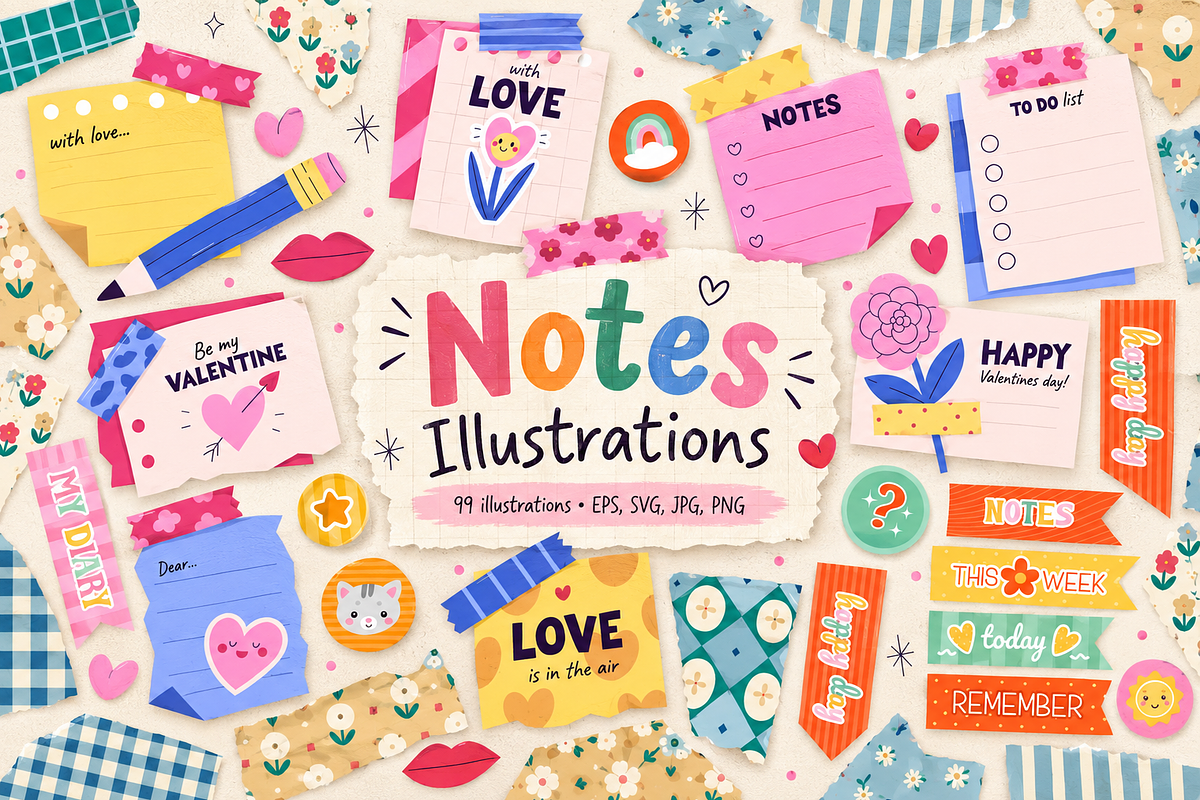Cute Notes & Planner Illustrations, an Education Illustration by Anna Studio (Photo 1 of 11)