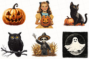 Watercolor Vintage Halloween Clipart, an Illustration by OK Design (Thumbnail 3 of 5)