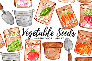 Watercolor vegetable seed clipart