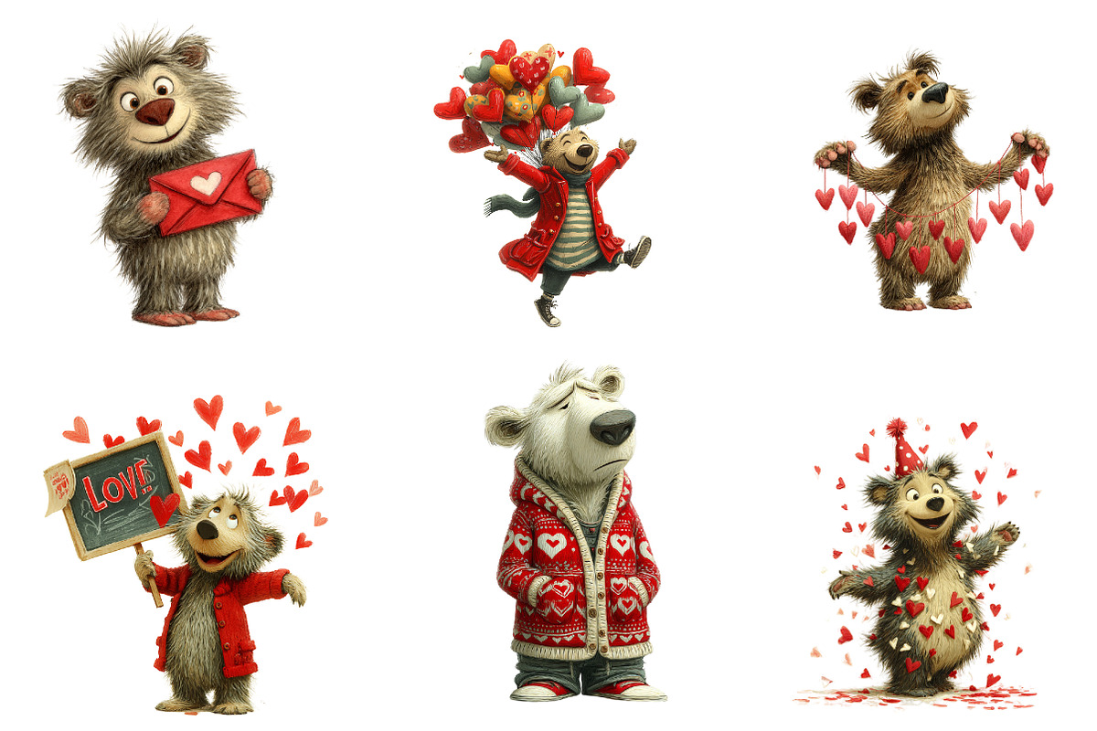 Valentine Teddy Bear Clipart, an Illustration by CreationArt (Photo 4 of 6)